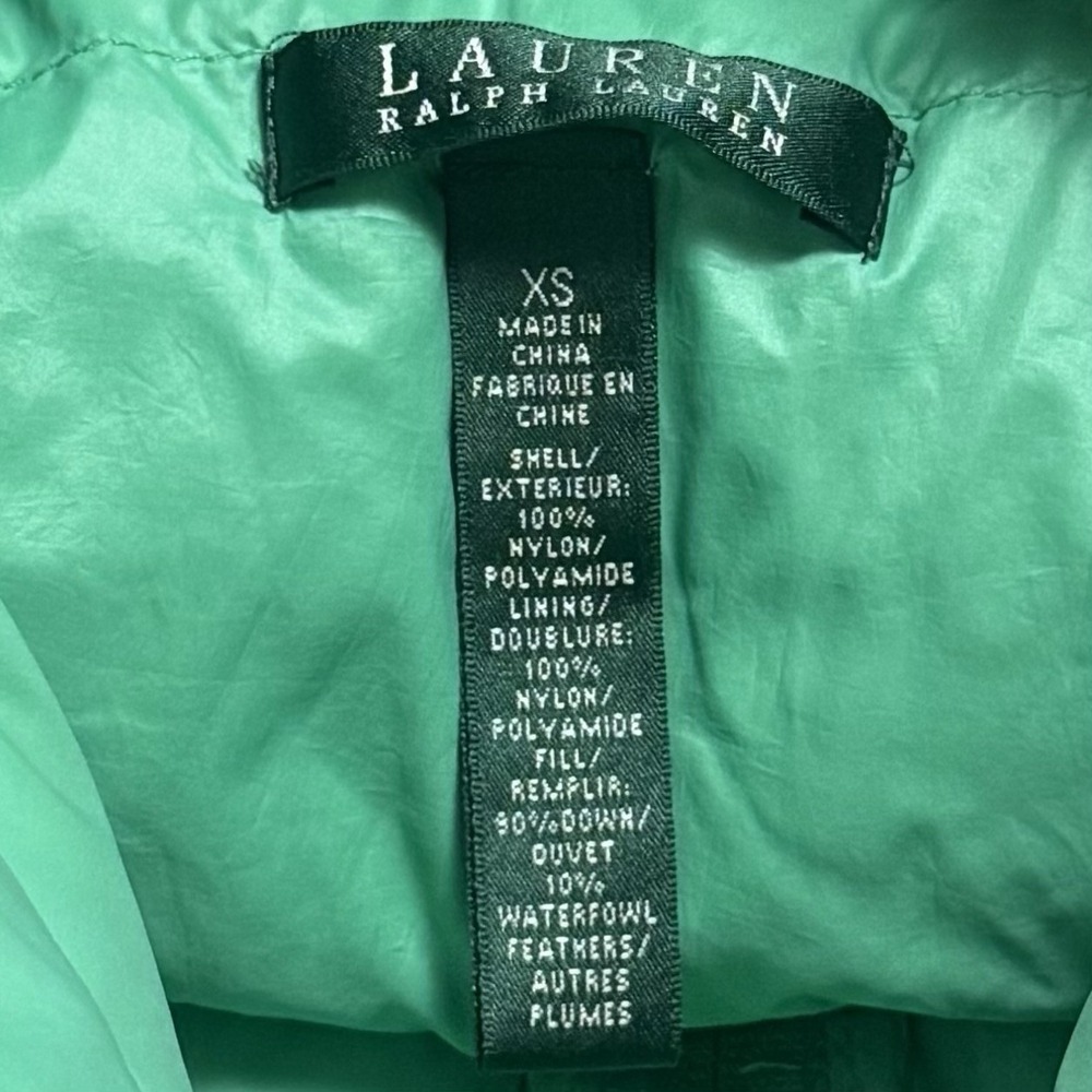 Lauren Ralph Lauren Down Fill Kelly Green Puffer Vest Preppy Golf Outdoors XS - Picture 9 of 11